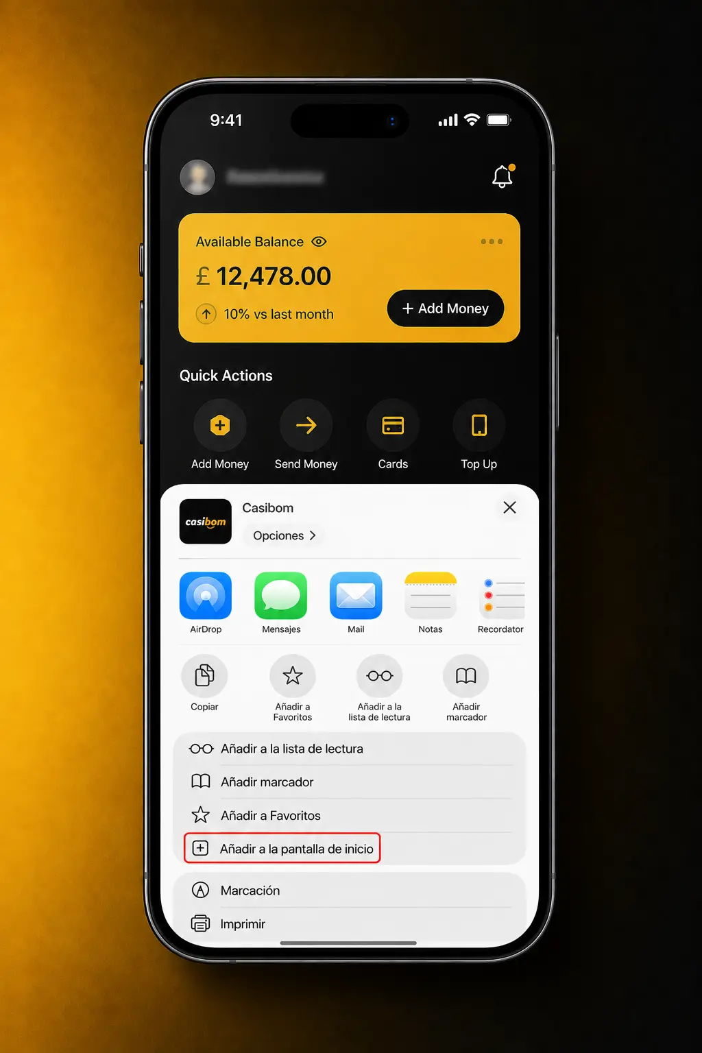 Pasos para descargar la app de Casibom en iOS desde Safari y agregarla a la pantalla de inicio